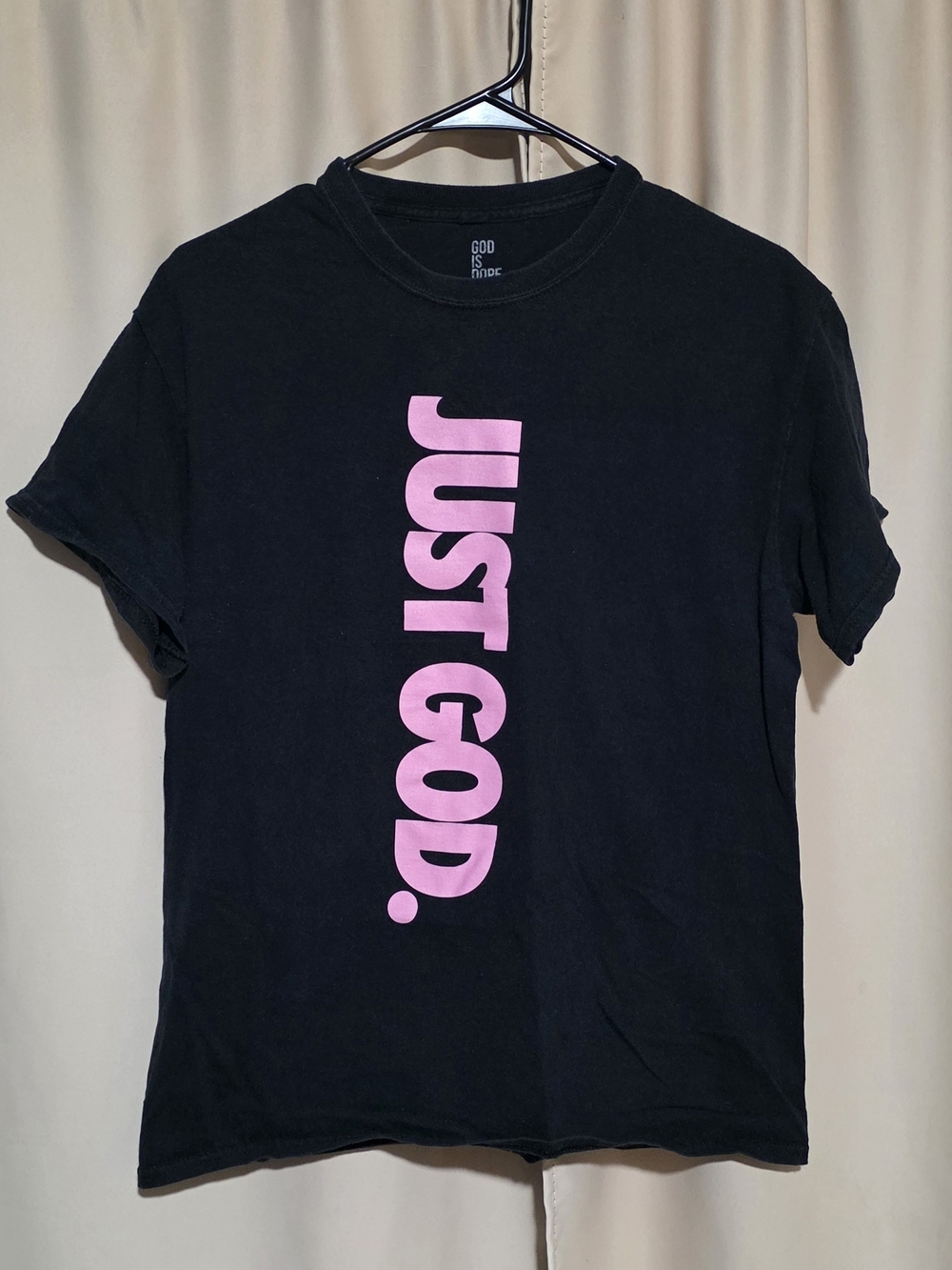 Just God. Vertical Logo Black Short Sleeve Tee - God Is Dope